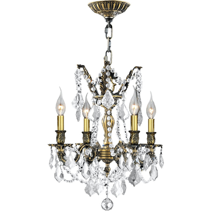 Windsor Antique Bronze Clear Crystal 4 Light Chandelier - Chandeliers