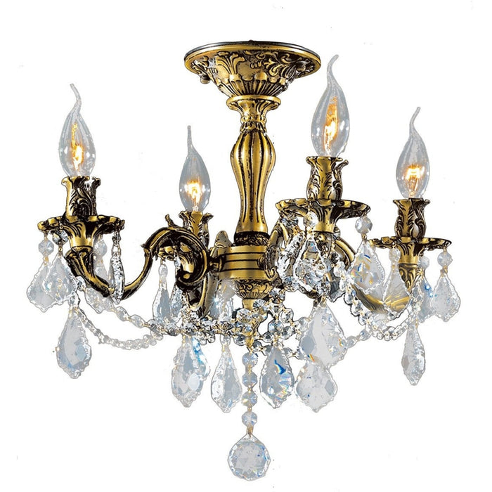 Windsor Antique Bronze Clear Crystal 4 Light Semi-Flushmount - Semi-Flushmounts