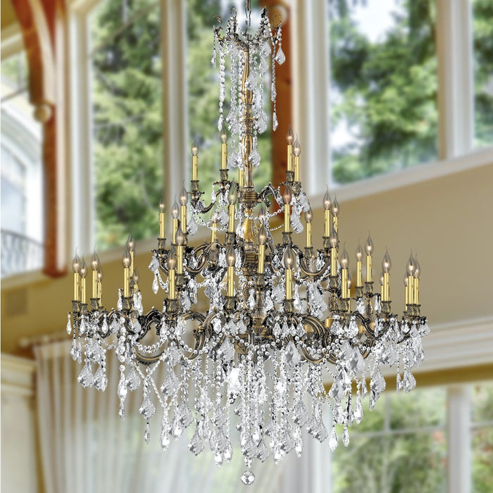 Windsor Antique Bronze Clear Crystal 45 Light Chandelier - Chandeliers