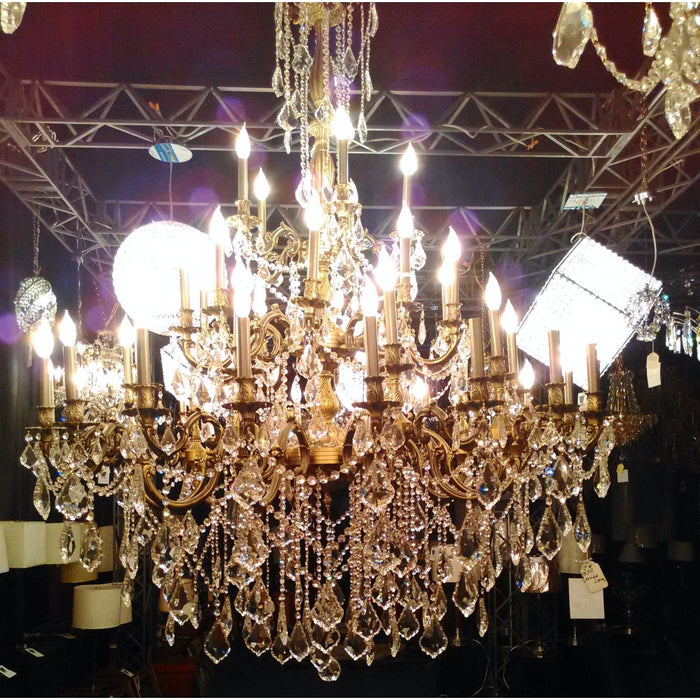 Windsor Antique Bronze Clear Crystal 45 Light Chandelier - Chandeliers