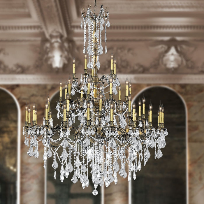 Windsor Antique Bronze Clear Crystal 45 Light Chandelier - Chandeliers