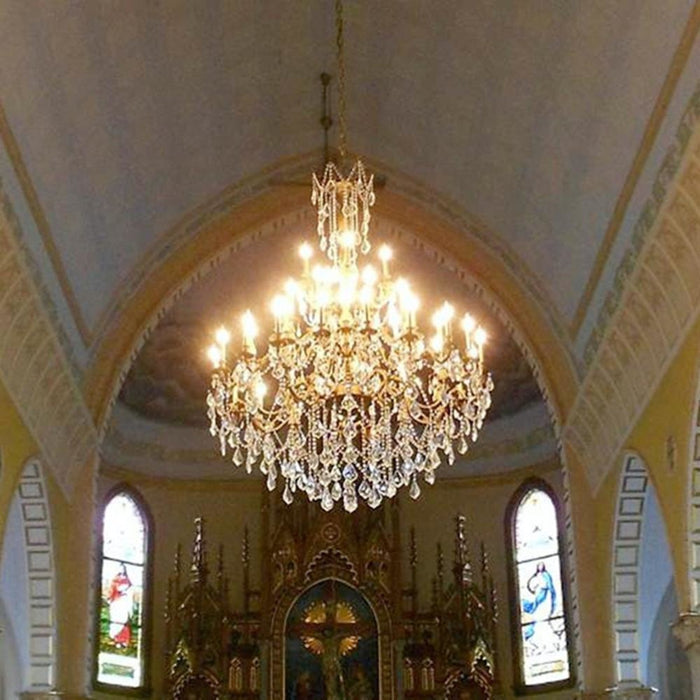 Windsor Antique Bronze Clear Crystal 45 Light Chandelier - Chandeliers
