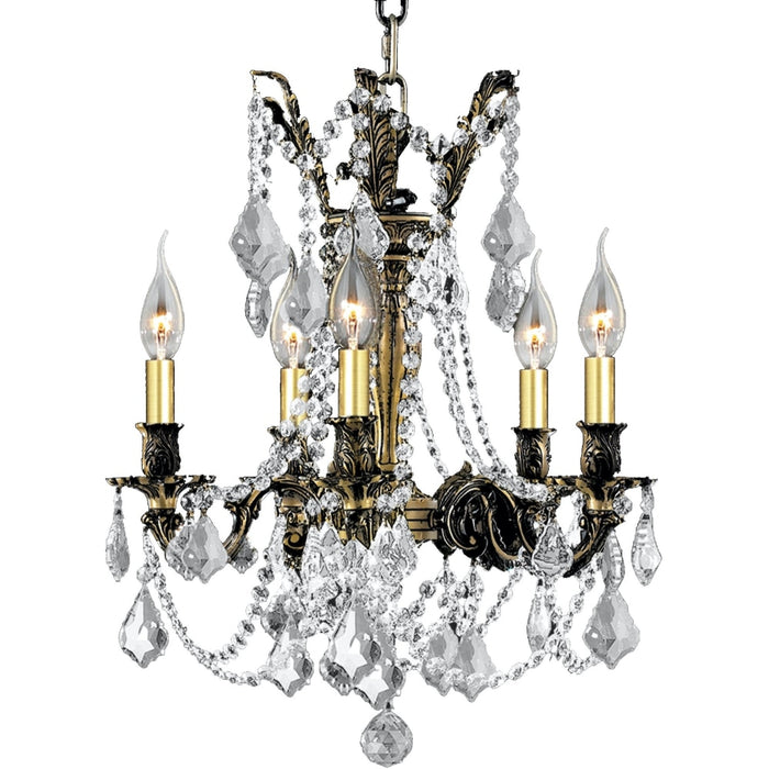 Windsor Antique Bronze Clear Crystal 5 Light Chandelier - Chandeliers