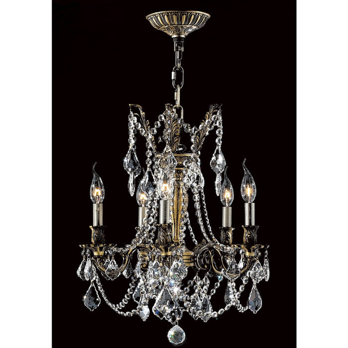 Windsor Antique Bronze Clear Crystal 5 Light Chandelier - Chandeliers