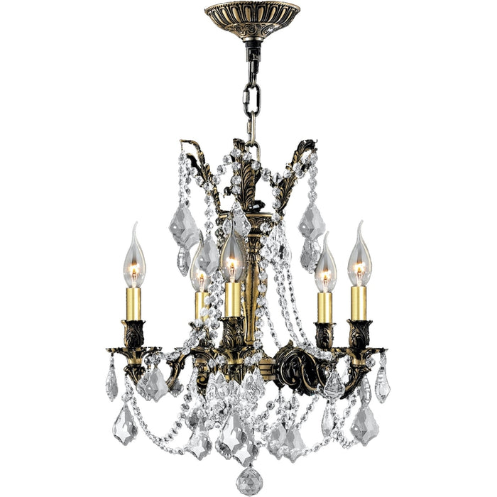 Windsor Antique Bronze Clear Crystal 5 Light Chandelier - Chandeliers