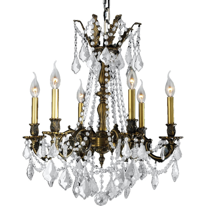Windsor Antique Bronze Clear Crystal 6 Light Chandelier - Chandeliers