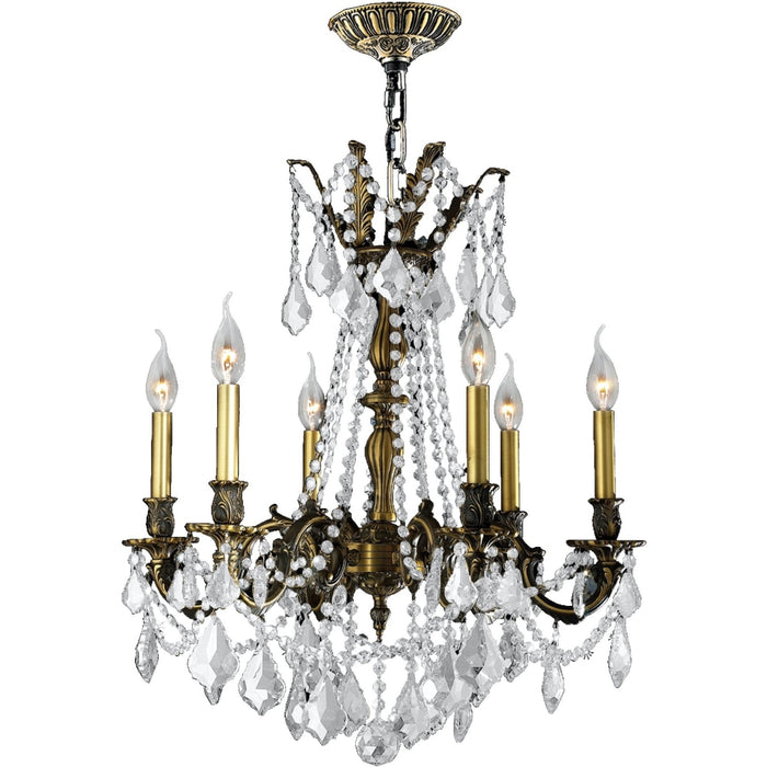 Windsor Antique Bronze Clear Crystal 6 Light Chandelier - Chandeliers