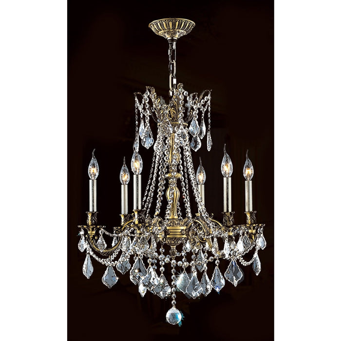 Windsor Antique Bronze Clear Crystal 6 Light Chandelier - Chandeliers