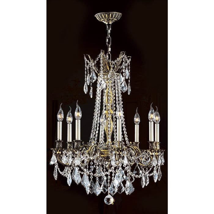 Windsor Antique Bronze Clear Crystal 8 Light Chandelier - Chandeliers