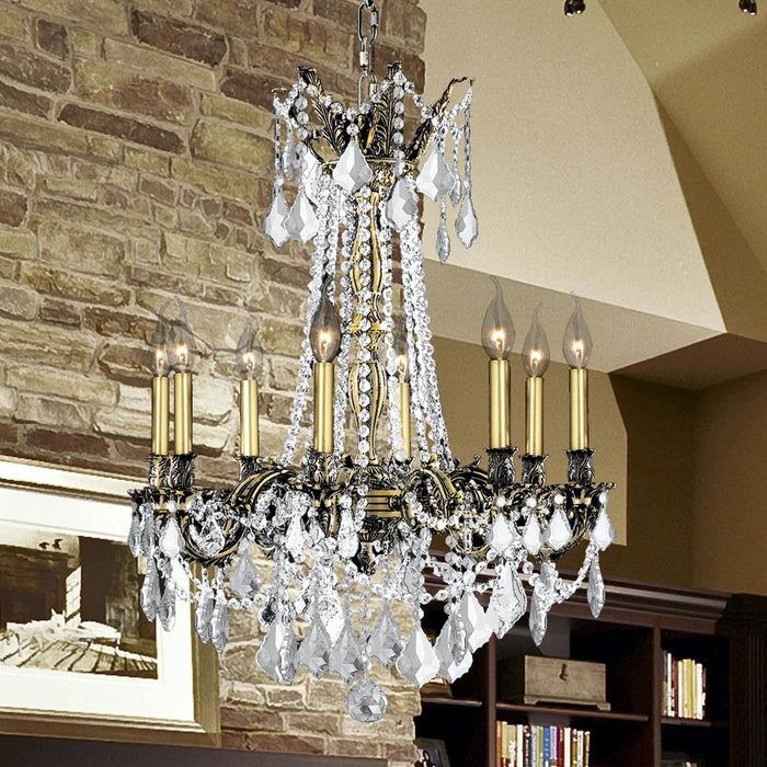 Windsor Antique Bronze Clear Crystal 8 Light Chandelier - Chandeliers