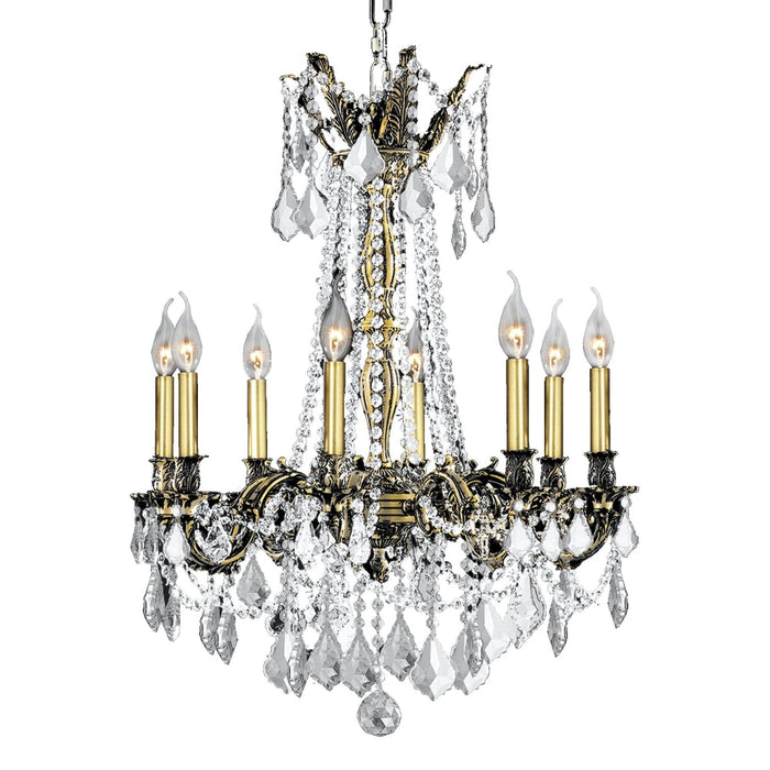 Windsor Antique Bronze Clear Crystal 8 Light Chandelier - Chandeliers
