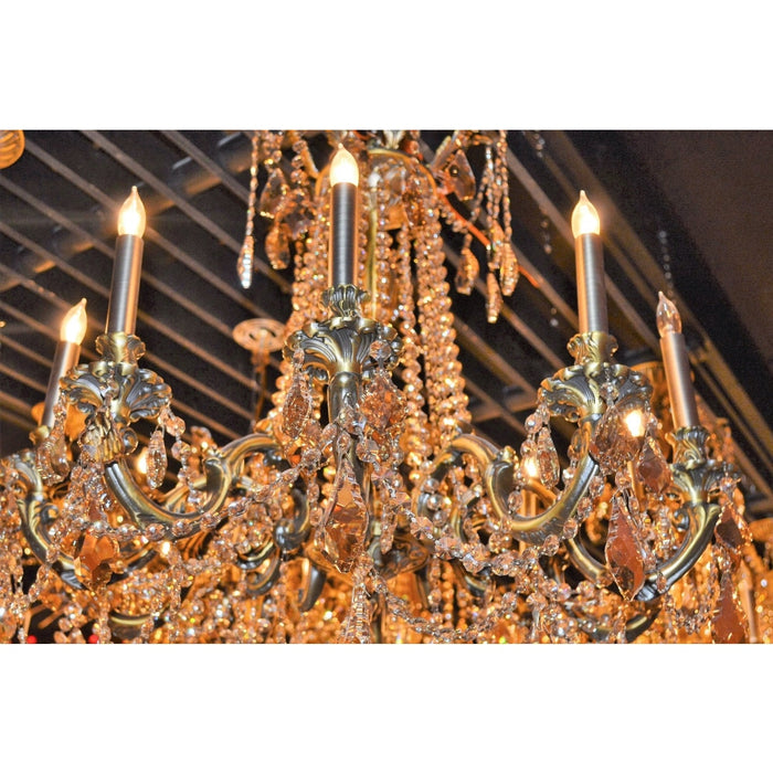 Windsor Antique Bronze Golden Teak Crystal 10 Light Chandelier - Chandeliers