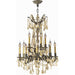 Windsor Antique Bronze Golden Teak Crystal 12 Light Chandelier - Chandeliers
