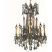 Windsor Antique Bronze Golden Teak Crystal 12 Light Chandelier - Chandeliers