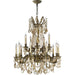 Windsor Antique Bronze Golden Teak Crystal 15 Light Chandelier - Chandeliers