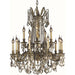 Windsor Antique Bronze Golden Teak Crystal 15 Light Chandelier - Chandeliers
