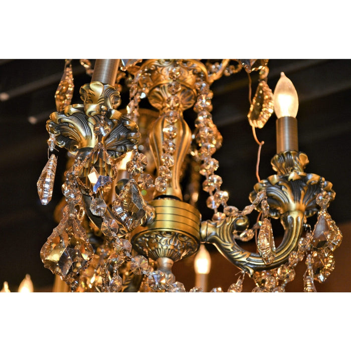 Windsor Antique Bronze Golden Teak Crystal 3 Light Chandelier - Chandeliers