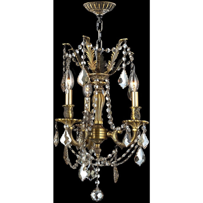 Windsor Antique Bronze Golden Teak Crystal 3 Light Chandelier - Chandeliers
