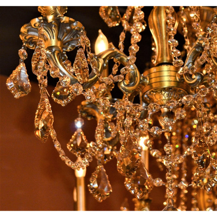 Windsor Antique Bronze Golden Teak Crystal 4 Light Chandelier - Chandeliers