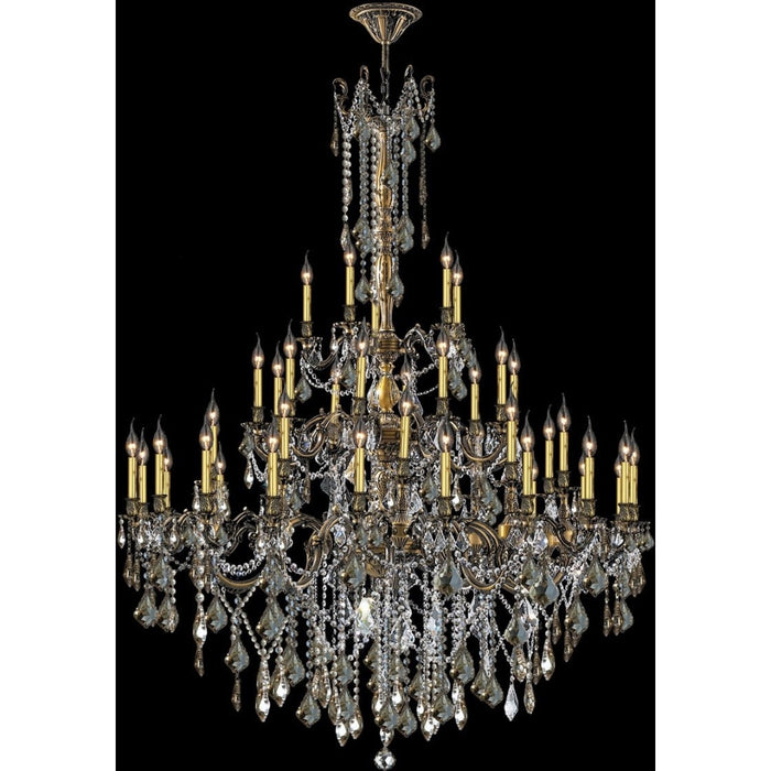 Windsor Antique Bronze Golden Teak Crystal 45 Light Chandelier - Chandeliers