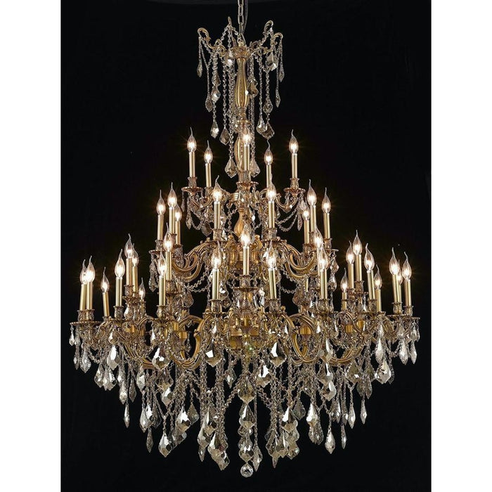 Windsor Antique Bronze Golden Teak Crystal 45 Light Chandelier - Chandeliers