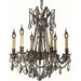 Windsor Antique Bronze Golden Teak Crystal 6 Light Chandelier - Chandeliers