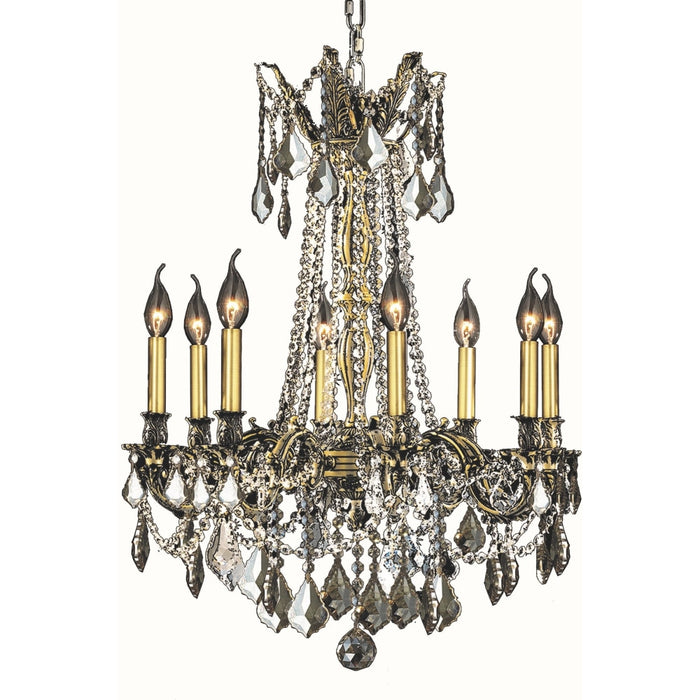 Windsor Antique Bronze Golden Teak Crystal 8 Light Chandelier - Chandeliers
