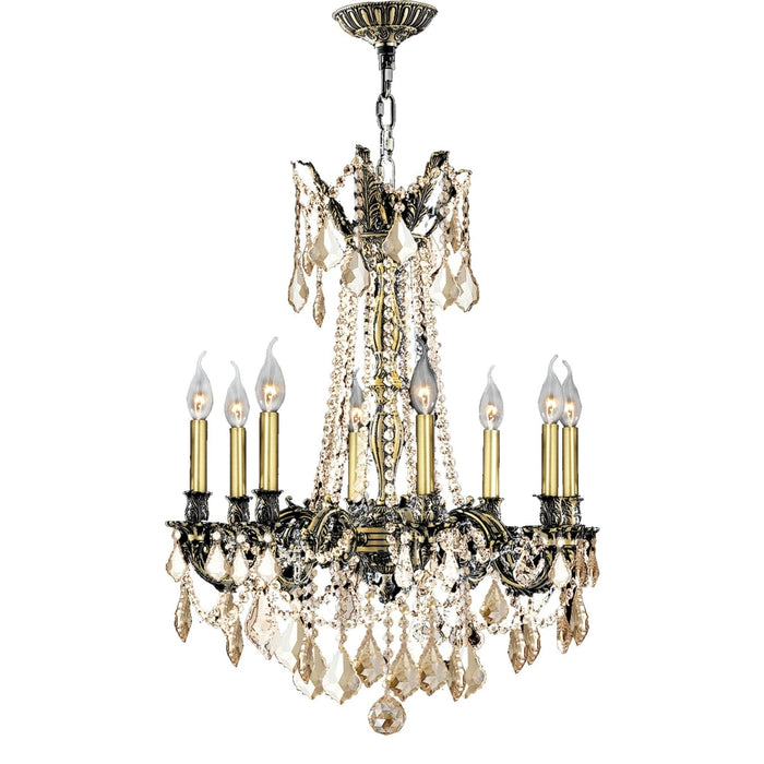 Windsor Antique Bronze Golden Teak Crystal 8 Light Chandelier - Chandeliers