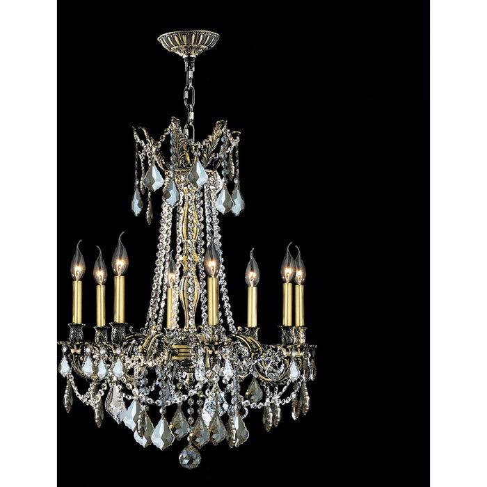 Windsor Antique Bronze Golden Teak Crystal 8 Light Chandelier - Chandeliers