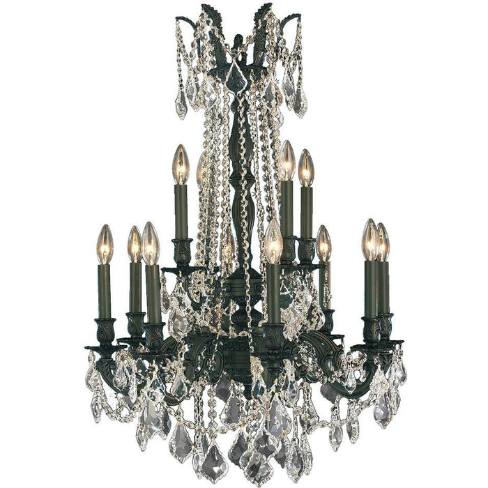 Windsor Dark Bronze Clear Crystal 12 Light Chandelier - Chandeliers