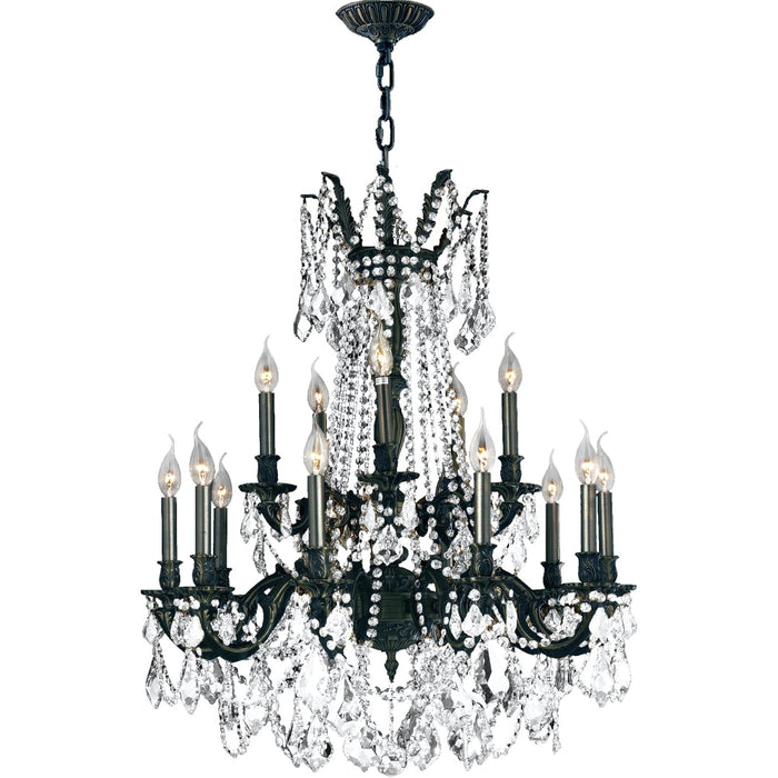 Windsor Dark Bronze Clear Crystal 15 Light Chandelier - Chandeliers