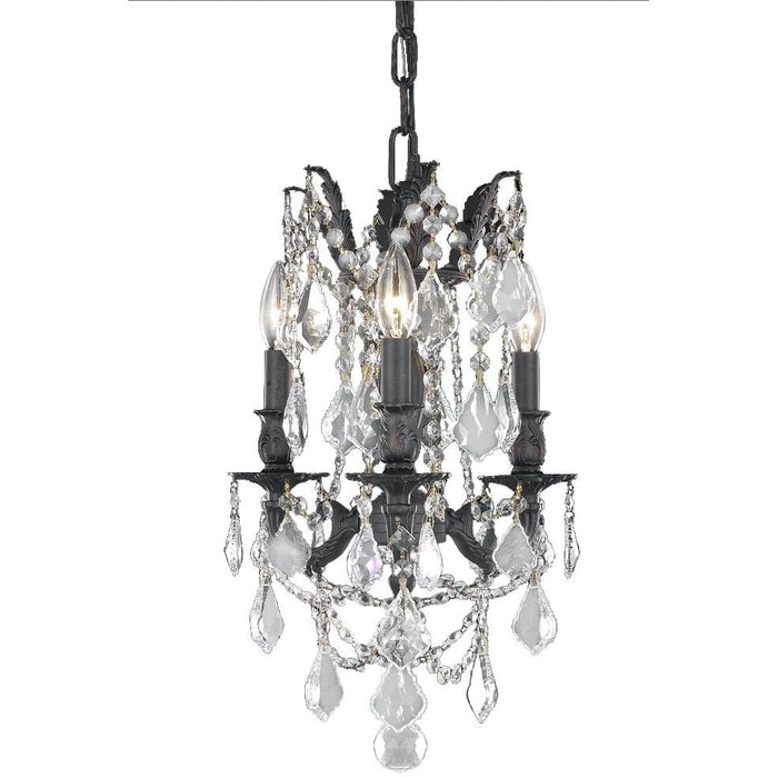 Windsor Dark Bronze Clear Crystal 3 Light Chandelier - Chandeliers