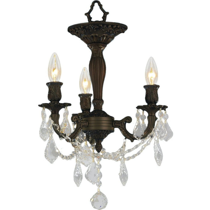 Windsor Dark Bronze Clear Crystal 3 Light Semi-Flushmount - Semi-Flushmounts