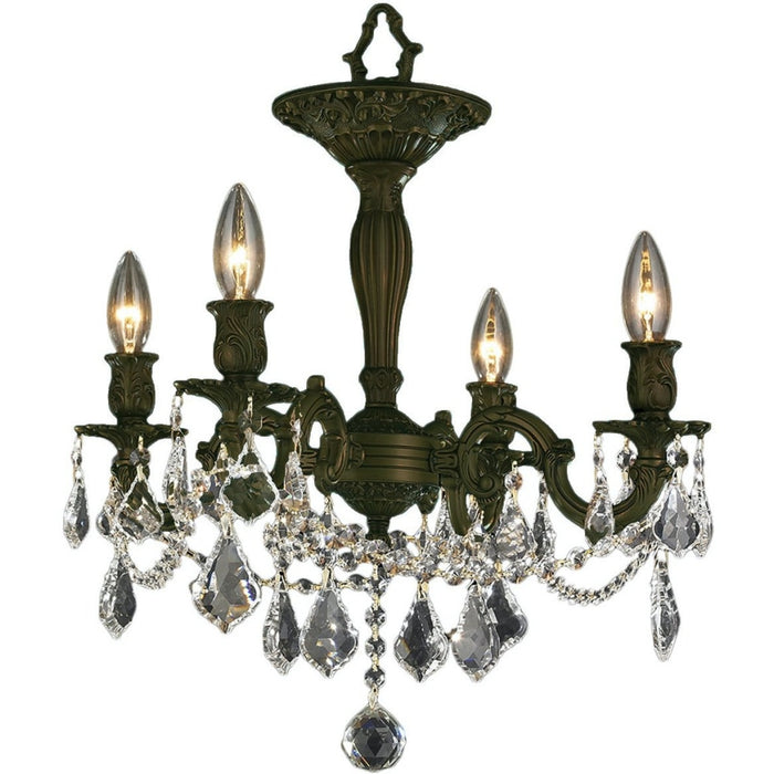 Windsor Dark Bronze Clear Crystal 4 Light Semi-Flushmount - Semi-Flushmounts