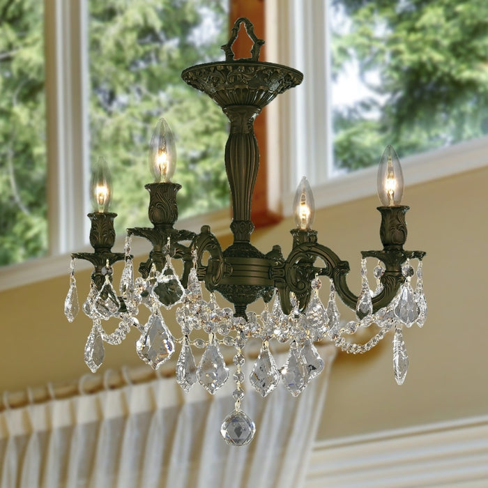 Windsor Dark Bronze Clear Crystal 4 Light Semi-Flushmount - Semi-Flushmounts