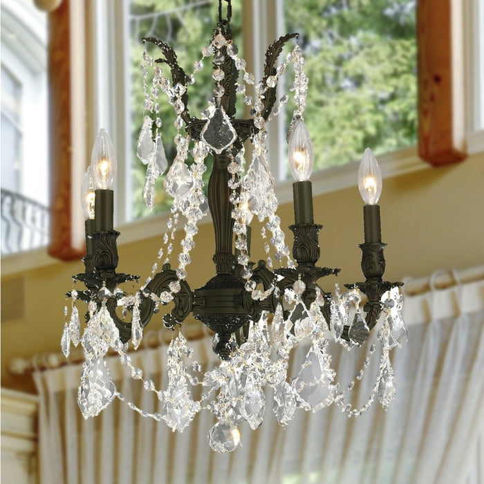 Windsor Dark Bronze Clear Crystal 5 Light Chandelier - Chandeliers