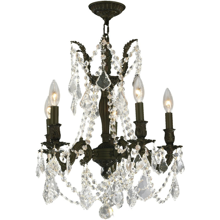 Windsor Dark Bronze Clear Crystal 5 Light Chandelier - Chandeliers