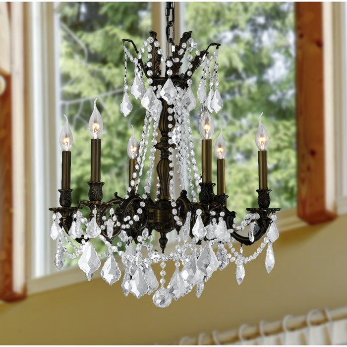 Windsor Dark Bronze Clear Crystal 6 Light Chandelier - Chandeliers