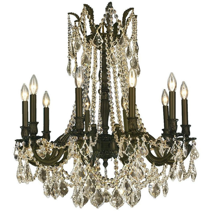 Windsor Dark Bronze Golden Teak Crystal 10 Light Chandelier - Chandeliers