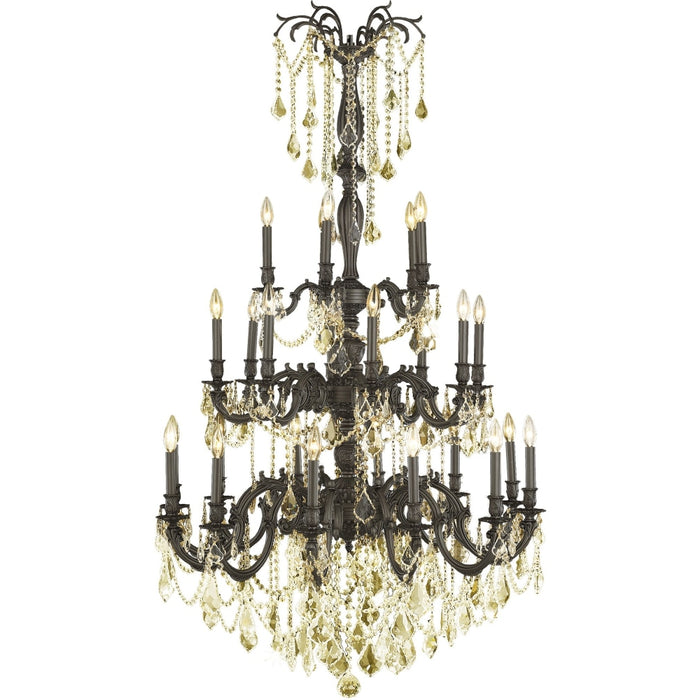 Windsor Dark Bronze Golden Teak Crystal 25 Light Chandelier - Chandeliers