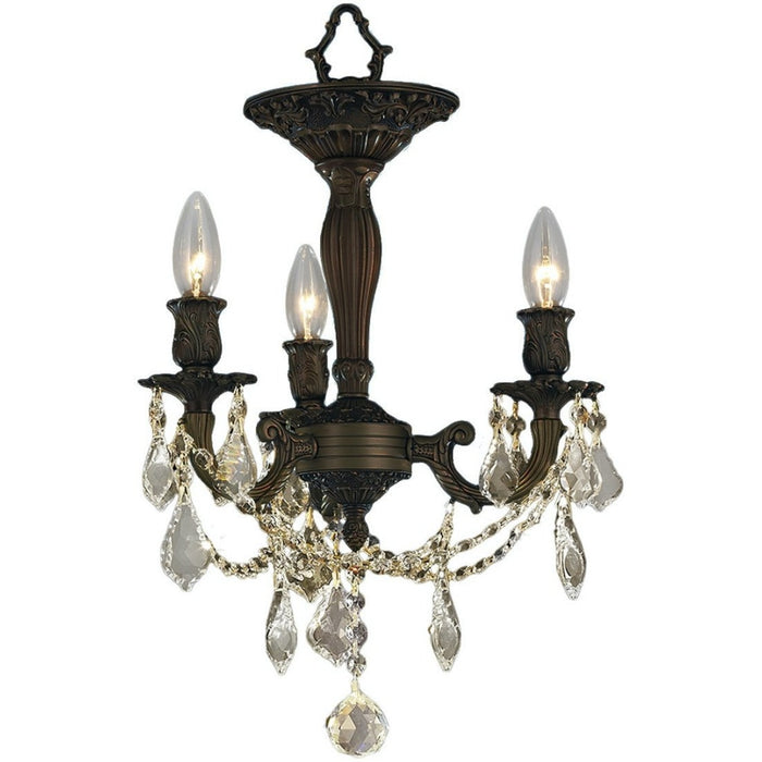 Windsor Dark Bronze Golden Teak Crystal 3 Light Semi-Flushmount - Semi-Flushmounts
