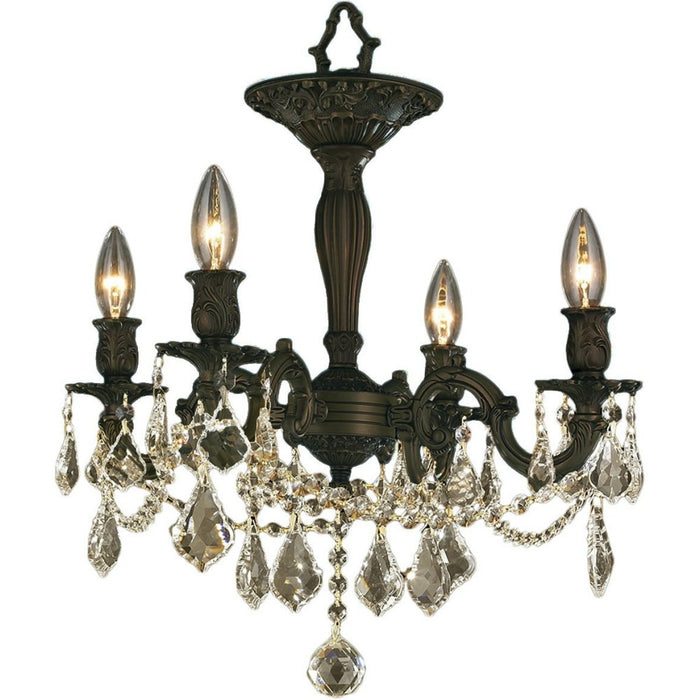 Windsor Dark Bronze Golden Teak Crystal 4 Light Semi-Flushmount - Semi-Flushmounts