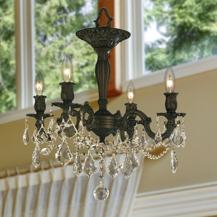 Windsor Dark Bronze Golden Teak Crystal 4 Light Semi-Flushmount - Semi-Flushmounts