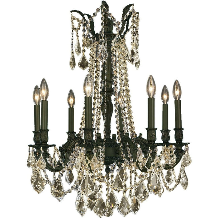 Windsor Dark Bronze Golden Teak Crystal 8 Light Chandelier - Chandeliers