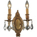 Windsor French Gold Clear Crystal 2 Light Wall Sconce - Wall Sconces