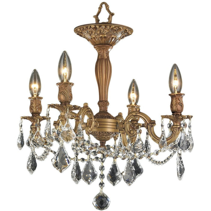 Windsor French Gold Clear Crystal 4 Light Semi-Flushmount - Semi-Flushmounts