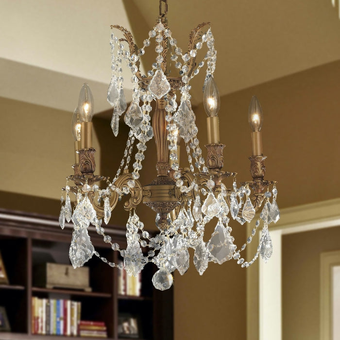 Windsor French Gold Clear Crystal 5 Light Chandelier - Chandeliers