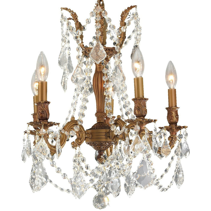 Windsor French Gold Clear Crystal 5 Light Chandelier - Chandeliers