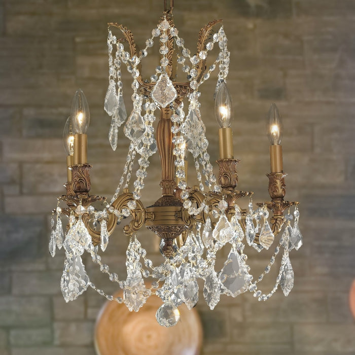 Windsor French Gold Clear Crystal 5 Light Chandelier - Chandeliers