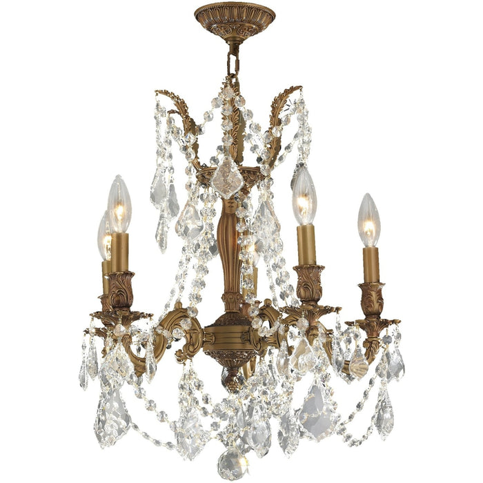Windsor French Gold Clear Crystal 5 Light Chandelier - Chandeliers